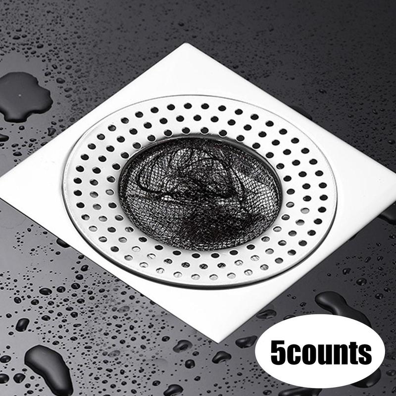 Stainless Steel Hair Catcher, 5 Counts Anti-clogging Drain Filter, Easy to Clean, Durable, Rust-proof Drain Cover for Bathroom & Kitchen Sink