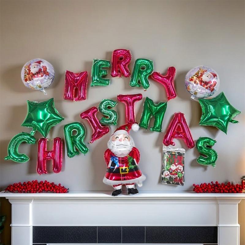 19 40 pcs Set Christmas Party Balloons ,Including Tassels, Christmas-themed Printed Balloons atmosphere Decorations, Suitable for Merry Xmas Party  DoorFrames Walls  Holiday  Festive  Eve  Celebrate Ornament decorative balloon Gift