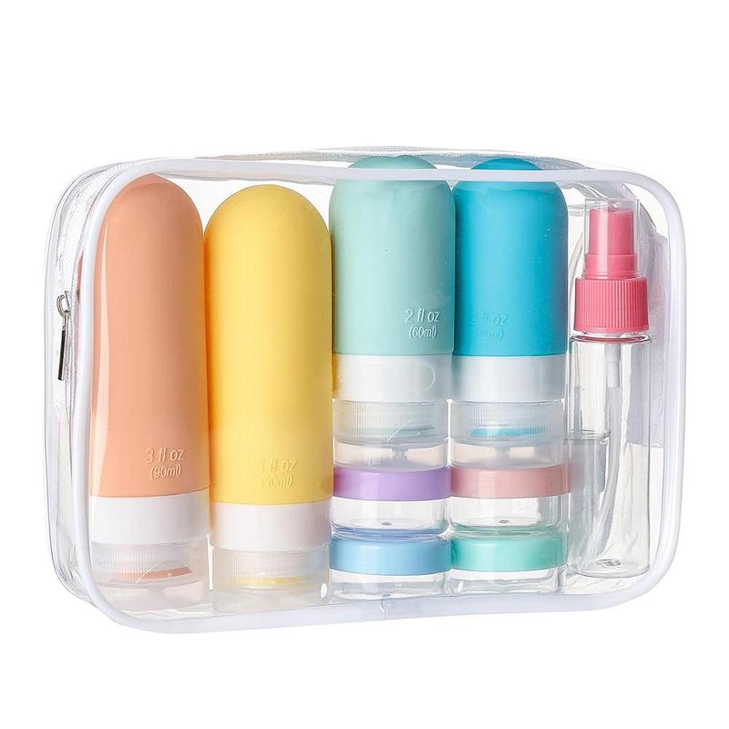 Travel Bottle Set with Storage Bag, 17pcs set Leak-proof Silicone Squeezable Container for Toiletries, Skincare, Portable Empty Bottles for Home Outdoor, Christmas Gift