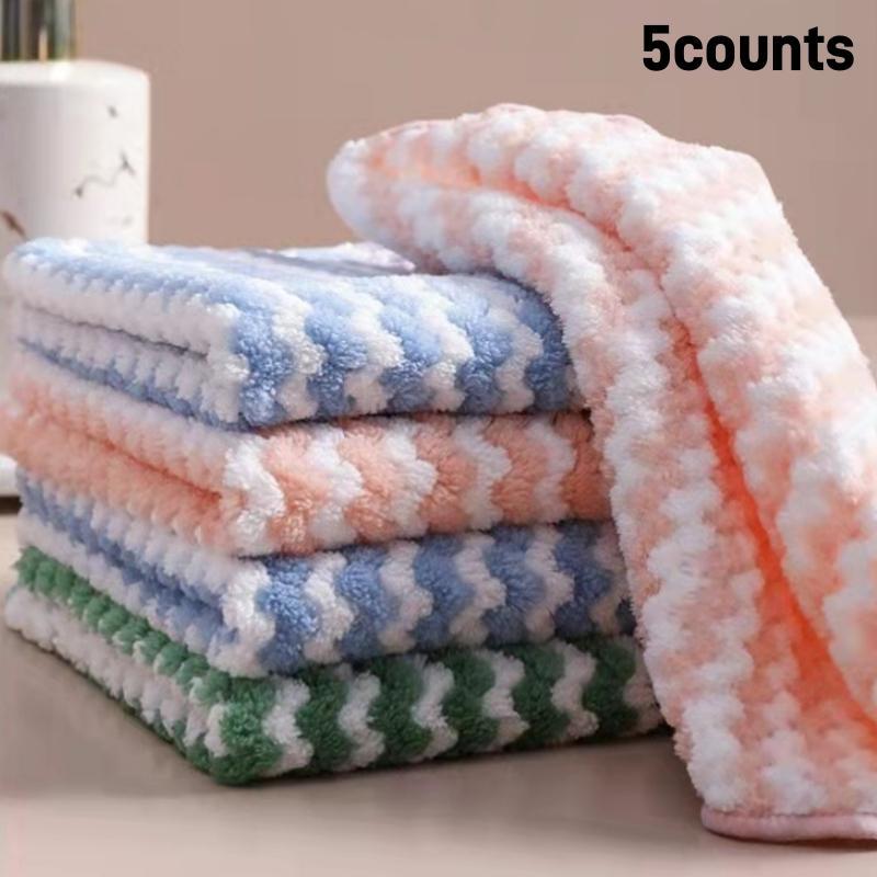 Random Color Striped Kitchen Cleaning Cloth, 5 10pcs Cleaning Rag, Reusable Kitchen Dish Cloth, Kitchen Cleaning Supplies