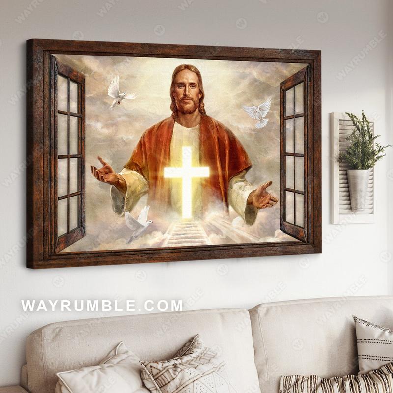 The life of Jesus, Beautiful cross, Dove drawing, Come with me - Jesus Landscape Poster Printed Paper Decor, Fans gift, Dad gift, Mom gift, family gift, Christmas Day gift idea