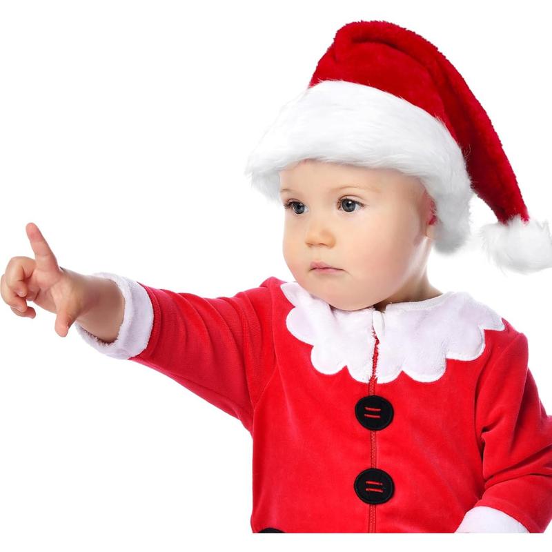 Santa Hat for Baby Adult Velvet Fluffy Christmas Hat for Boys Girls Men Women Gift New Year Party Supplies