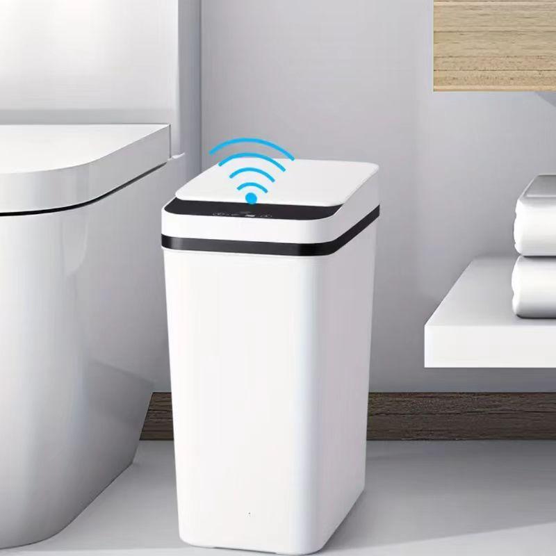 3.17 Gallon Automatic Non-Contact Trash Can, Small Motion Sensor Smart Trash Can for Bathroom Slim Waterproof Trash Can