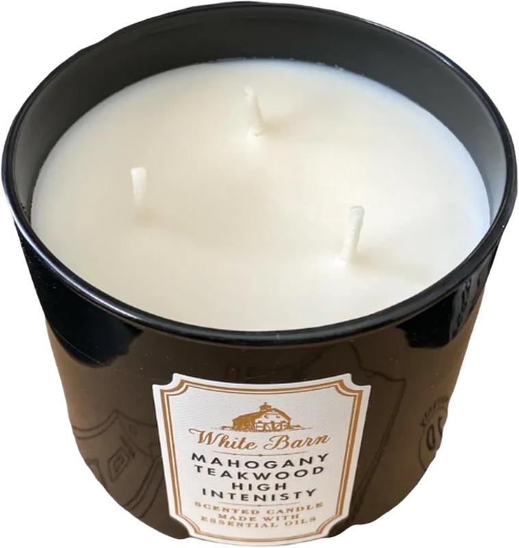 Bath & Body White Barn 3-Wick Candle in Mahogany Teakwood High Intensity, Scented