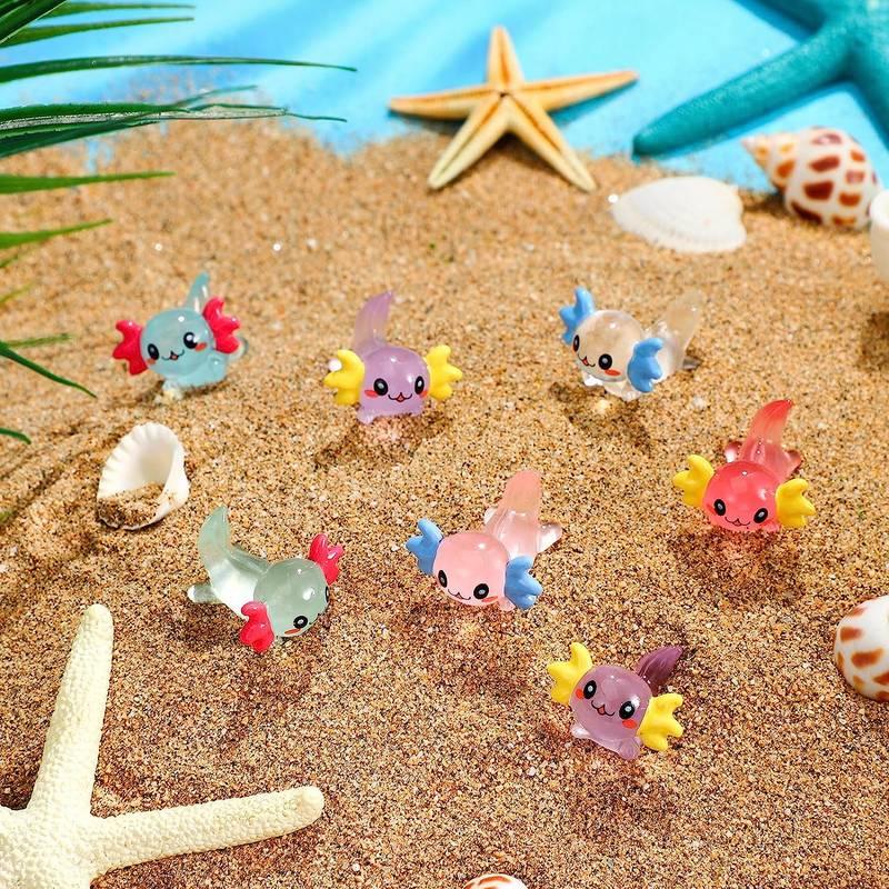 Random Color Glow in The Dark Miniature Animal Statues, 8 Counts 16pcs Mini Resin Animals for DIY Dollhouse Decorations, Home Decorations, Car Decorations, Christmas Gift