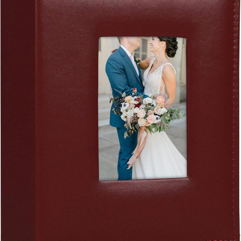 RECUTMS Photo Album 4x6 200 Photos, Leather Cover Wedding Family Photo Albums Holds 200 Horizontal 4x6 Photos Decor Set