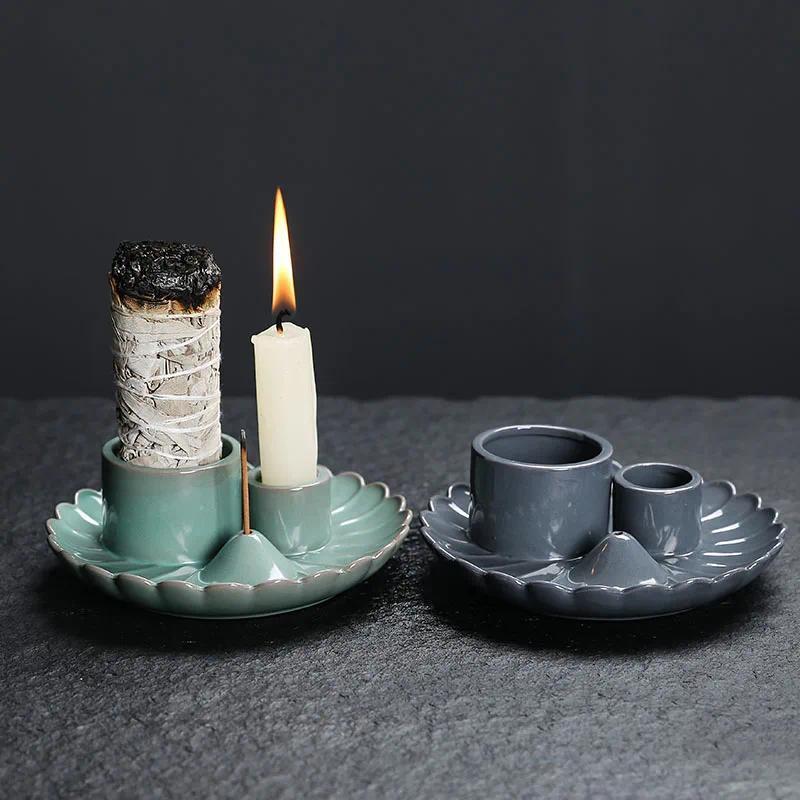 Ceramic Incense Burner Set, 3 Counts set Multifunctional Incense Burner, Candle Holder, Home Decoration Supplies for Living Room Bedroom