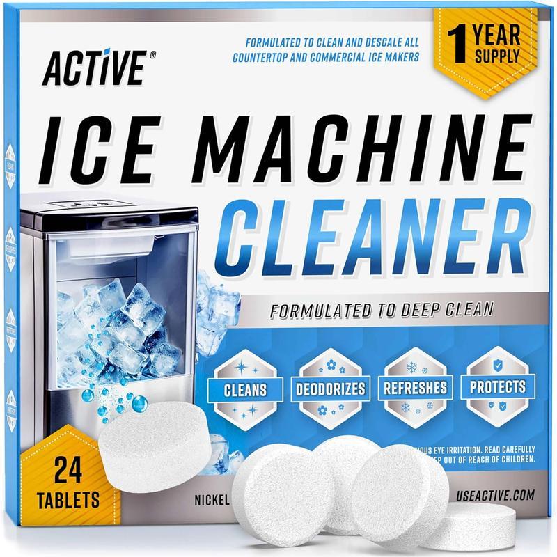 Ice Machine Cleaner Maker Descaler - 24 ACTIVE Clean Tablets Compatible with Frigidaire, Opal, GE Profile, Kitchenaid, Nickel Safe Scale Remover for Countertop, Nugget Ice Makers - Bulk 1 Year Supply Key Product Feature Does not apply