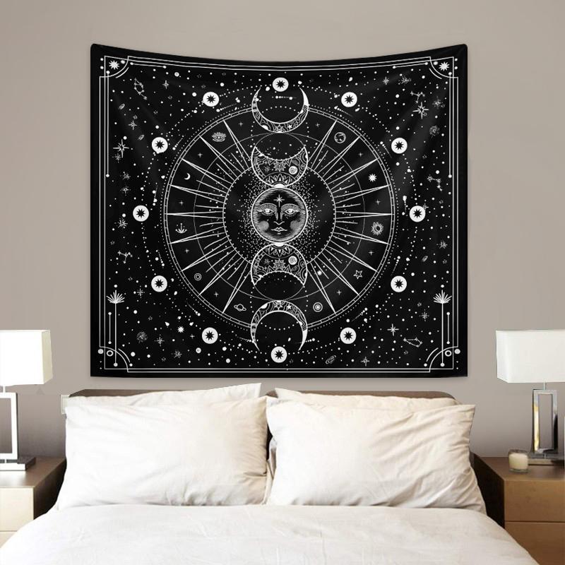 Ramadan Festival Ornaments, 1 Count Moon & Star Pattern Tapestry, Boho Style Wall Hanging Tapestry, Wall Hanging Decor for Home Living Room Bedroom Dormitory, Home Decor