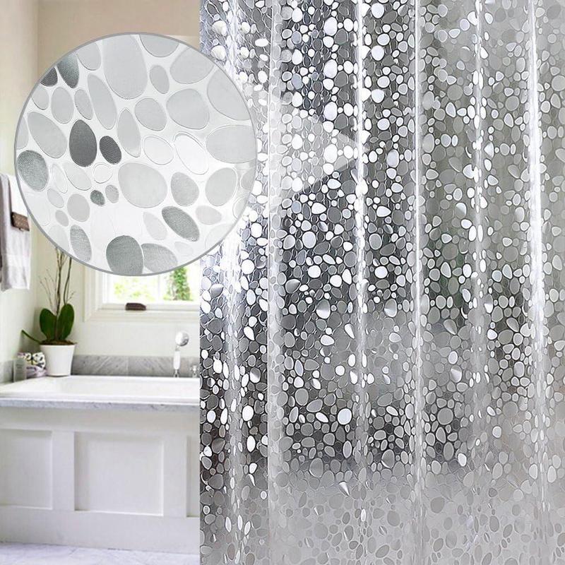 Cobblestone Pattern Shower Curtain, 1 Count Waterproof Bathroom Curtain, Bathroom Accessories