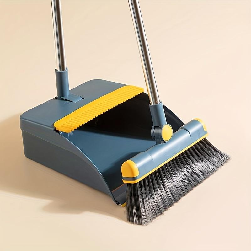 1set Thickened Rotatable Foldable Soft Hair Broom Dustpan Set - Strong & Durable Stainless Steel Rod, Easy Cleaning Supplies for Indoor, Home, Office, and Outdoor Use