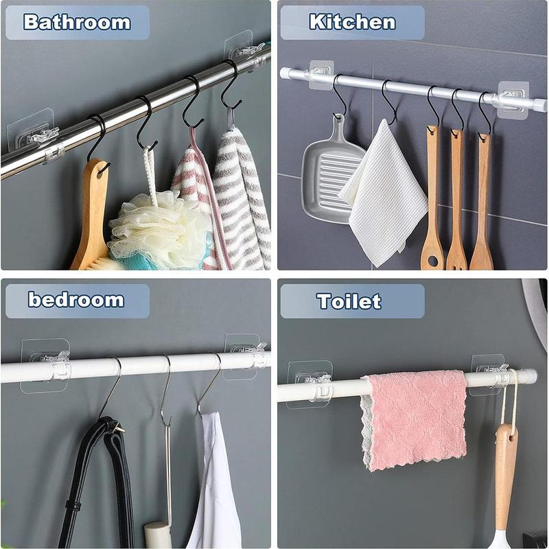 Curtain Rod Holder, 10 20pcs Self-adhesive Punch-free Curtain Rod Holder, Adjustable Curtain Rod Hook, Home Organizer for Bathroom, Kitchen, Hotel