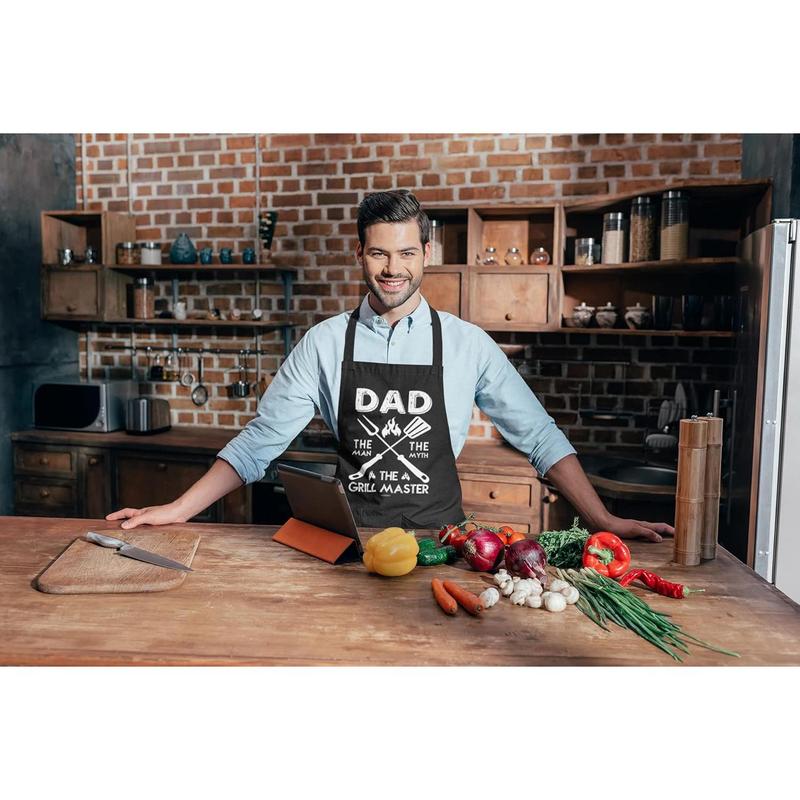 Cotton, Black Funny Aprons for Men, Dad, Husband - Birthday, Father's Day Grilling Gifts for Papa, Husband.