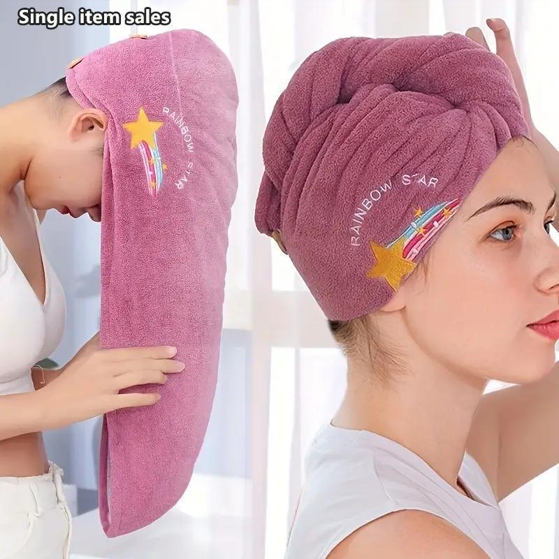 Creative Avocado & Lemon & Star & Moon Pattern Hair Towel, 1 Count Soft Hair Drying Towel Wrap, Hair Towel Cap for Women & Girls