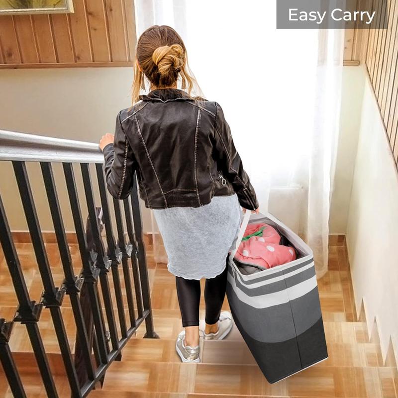 2-Pack Large Laundry Basket, Waterproof, Freestanding Laundry Hamper, Collapsible Tall Clothes Hamper with Extended Handles for Clothes Toys .