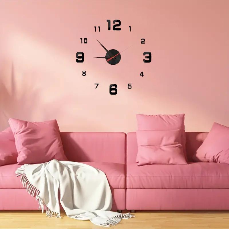 3D Digital Wall Clock, 1 Count Battery Powered Silent Operation Wall Clock, Luminous Wall Clock for Living Room & Bedroom (The Luminous Style Only Emits Light in Dark Environments)