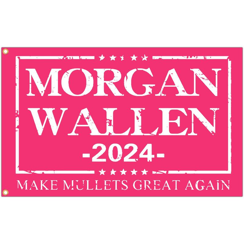 Morgan Flag Pink Tapestry 3x5 Ft Funny Morgan 2024 Wallen Flags for Teen Girls Room Bedroom College Dorm Meme Flags Man Cave Wall Art Decor Banner Gifts