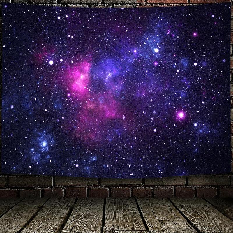 Starry Sky Pattern Tapestry, 1 Count Galaxy UV Blacklight Tapestry, Wall Hanging Tapestry, Wall Hanging Decor for Living Room Bedroom Office Dormitory, Home Decor