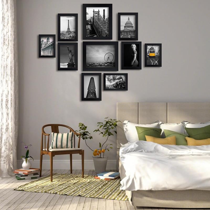 Picture Frames Collage Wall Decor 10 Pack, Gallery Wall Frame Set for Wall Mounting, Multi Sizes Including 8x10, 5x7, 4x6 Family Photo Frames Black Box Hanging