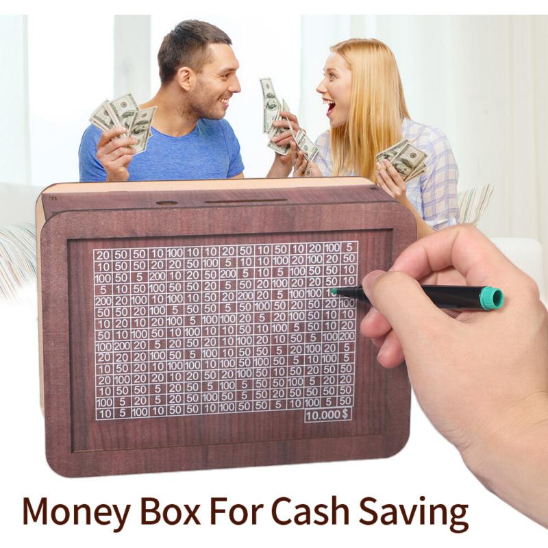 Cash Vault Wooden Savings Box - Wooden Cash Saver Money Box Cash Saver Box