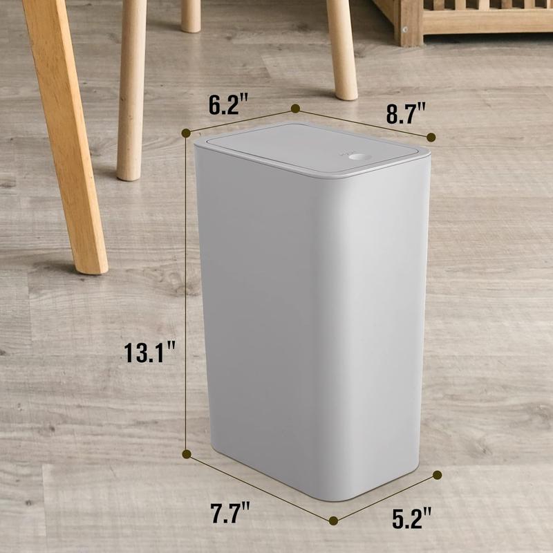 Trash Can, Bathroom Toilet Trash Can, Bathroom Trash Can with Lid, 2.6 Gallon   10 Liter Small Garbage Can with Press Top Lid, Plastic Wastebasket with Pop-up Lid for Toilet, Office, Bedroom, Living Room crown trash Gift Matte