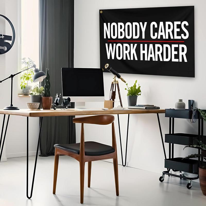 Nobody Cares Work Harder Flag 3x5 Ft Fitness Motivational Flag Polyester with Inspirational Flags for Home Gym College Dorm Room Office Wall Banner Decor