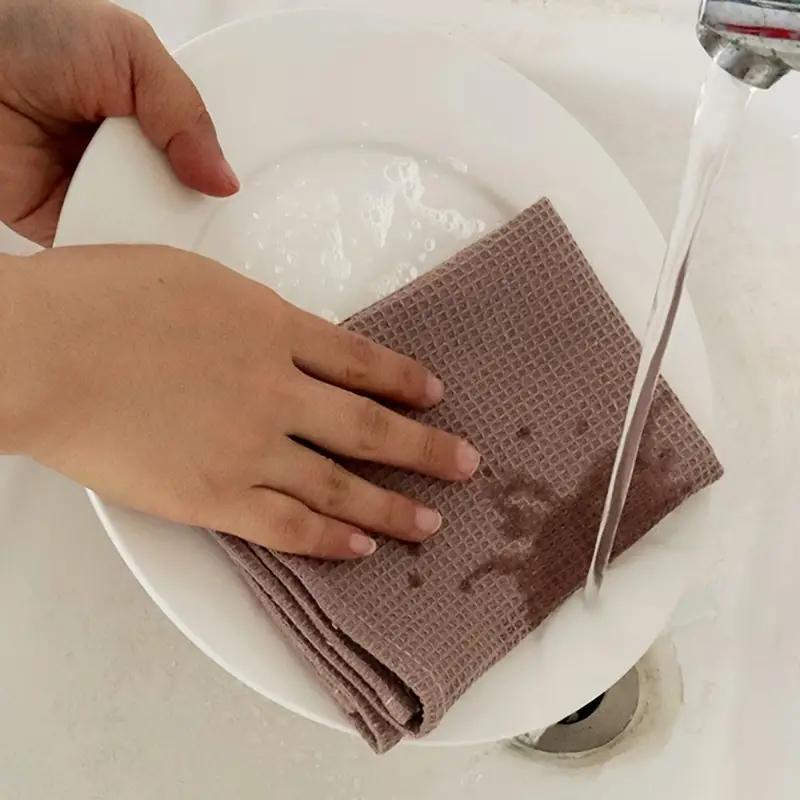 Waffle Grid Design Dishwashing Towel, Household Kitchen Cloth, Thick Cleaning Cloth, Kitchen Absorbent Square Towel, Household Cleaning Supplies