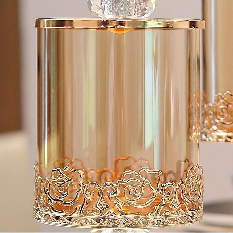 Elegant Glass Candy Jar with Lid, 1 Count Exquisite Decorative Storage Container, Luxury Storage Jar for Home Living Room Decoration