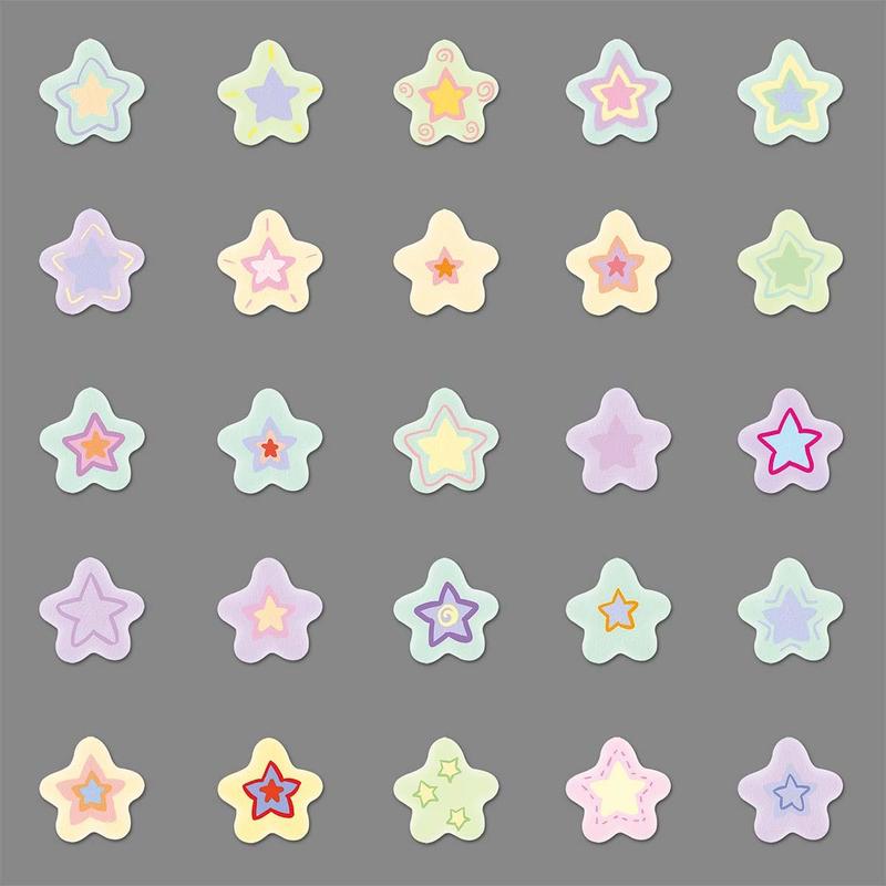 Glitter Star Pattern Stickers, 50pcs Cute Multi-purpose Stickers, Waterproof Self-adhesive Stickers For DIY Crafts & Journals