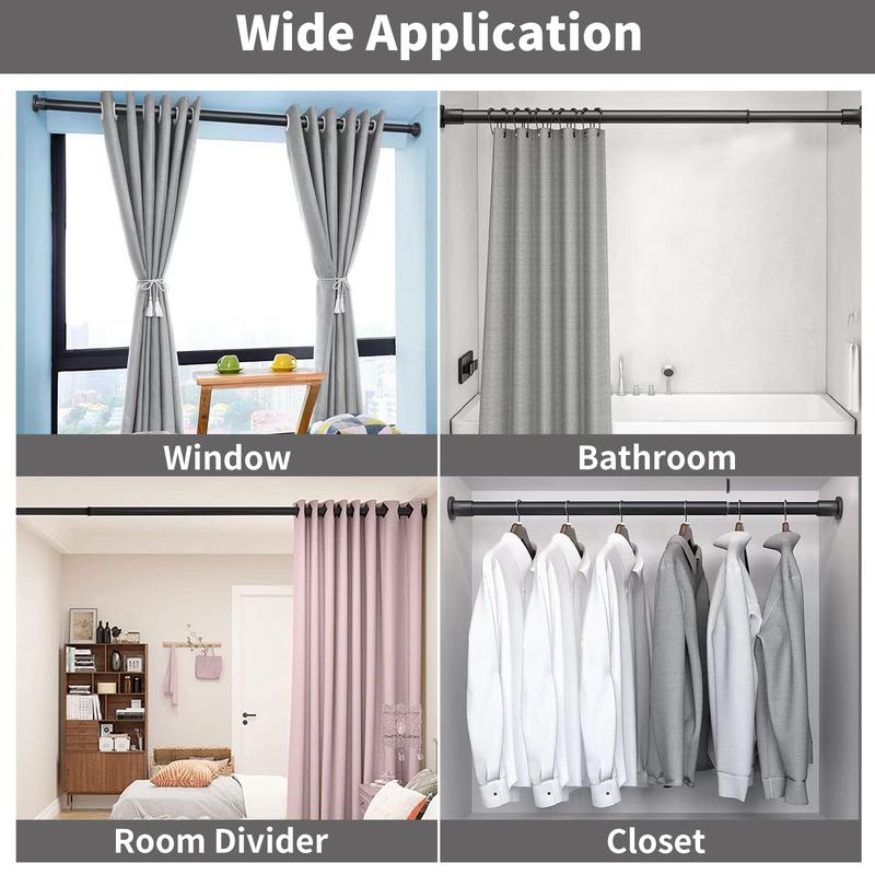 Room Divider Tension Curtain Rod 43-102 Inch No Drilling Shower Rods Adjustable Non-Slip Telescoping Curtain Rods Black 1 PACK