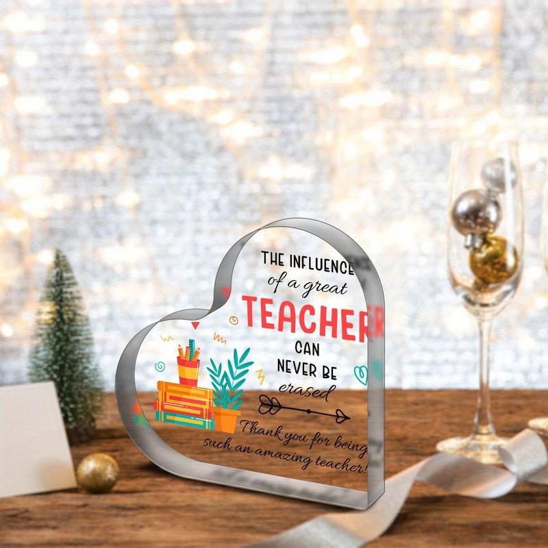 Acrylic Heart Shaped Ornament, Acrylic Plaque, Teacher Appreciation Day Gift, Teacher Birthday Gift, Art Craft Ornament Gift, Home Decor, Memorial Gift