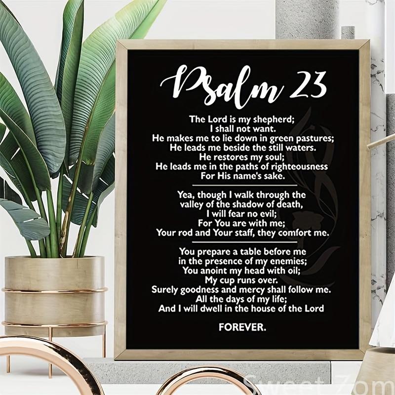 Psalm 23 Bible Scripture Wall Art Bible Verse Posters Art Decorations For Bedroom Print Kitchen Office Wall Black, 8*10inch Artistic Ornaments Photo