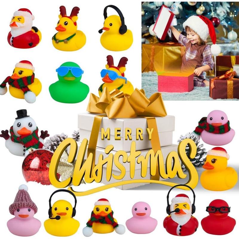 Christmas Advent Calendar 2024-24 Rubber Ducks Advent Calendar for Boys Girls Gift, 24 Days Christmas Countdown Calendar Ducks Blind Box Creative Christmas Party Favors