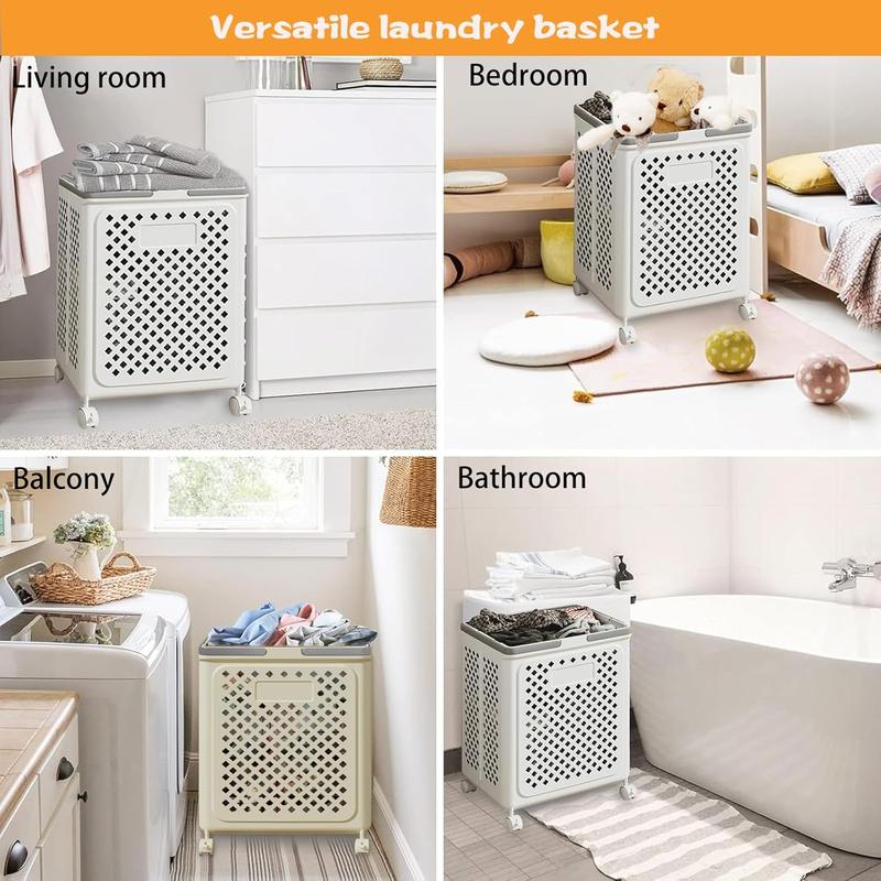 collapsible laundry baskets,laundry basket with wheels,foldable laundry basket,With wheels and handles, it is easy to move and can be folded to save space.