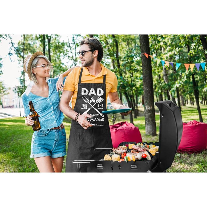 Cotton, Black Funny Aprons for Men, Dad, Husband - Birthday, Father's Day Grilling Gifts for Papa, Husband.