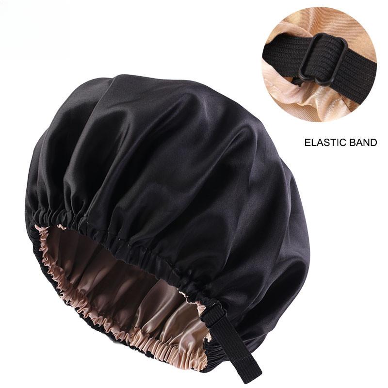 Silk Bonnet for Sleeping-Double Layer Satin Straps lined Hair Bonnets for Sleeping reversible hair sleeping bonnet for Woman Natural curiy Hair Outside silk