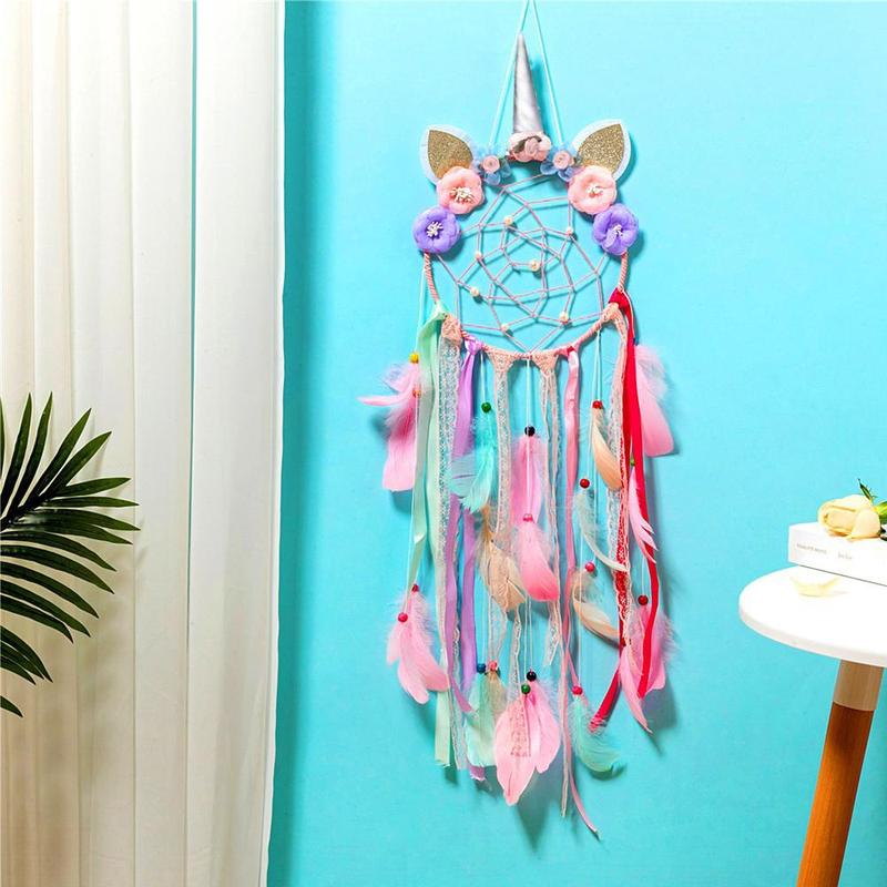 Dream Catcher Wind Chime, Colorful Unicorn Design Dream Catcher, Handmade Wall Hanging Decoration, Creative Hanging Decor for Bedroom Window