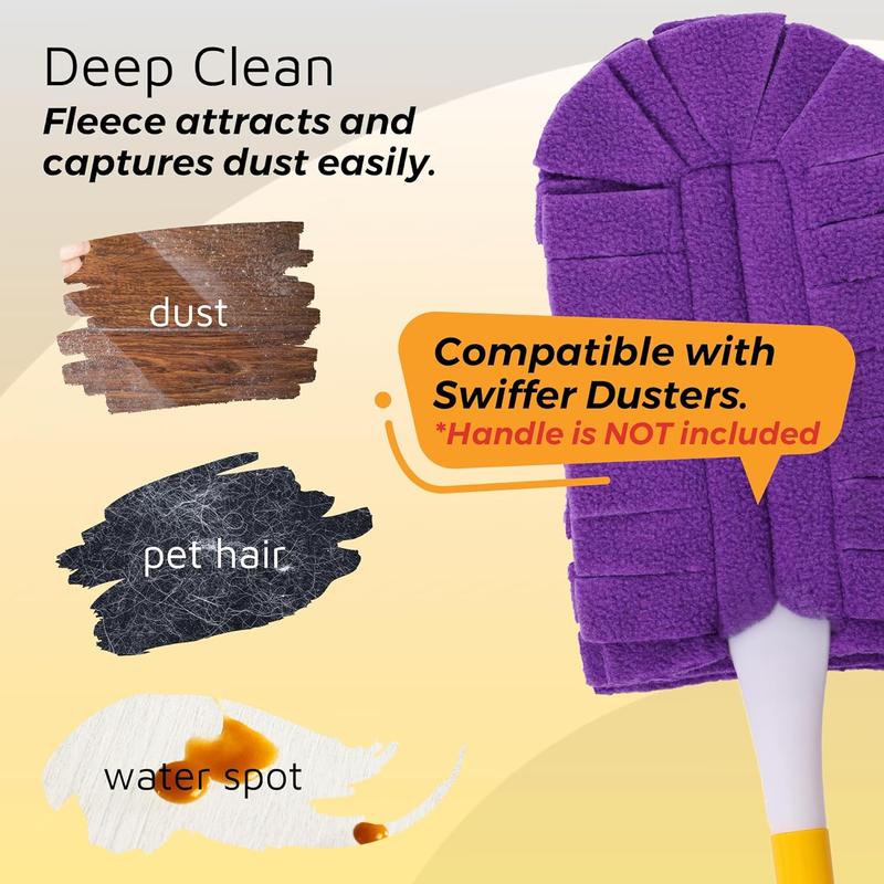 360° Fleece DUSTER REFILLS for Swiffer, Reusable Duster Refills Heavy Duty Compatible with Swiffer Hand Duster (3 Pack-Mixed Color)