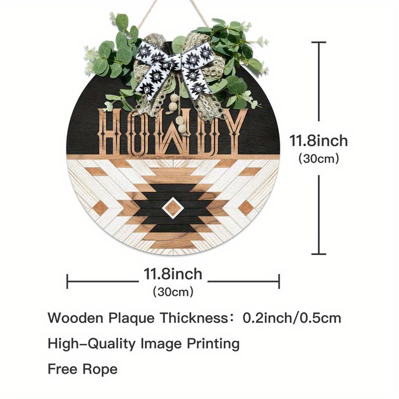 Putuo Decoration 1 Piece Howdy Front Door Decoration, Wood Garland Hanging Sign Front Door Decoration Suitable for Home , Gift Ornaments Hangable