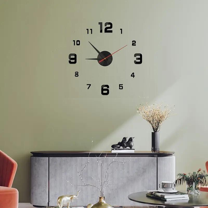 3D Digital Wall Clock, 1 Count Battery Powered Silent Operation Wall Clock, Luminous Wall Clock for Living Room & Bedroom (The Luminous Style Only Emits Light in Dark Environments)