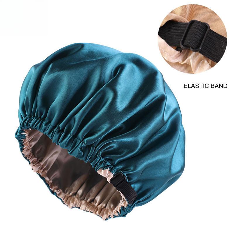 Silk Bonnet for Sleeping-Double Layer Satin Straps lined Hair Bonnets for Sleeping reversible hair sleeping bonnet for Woman Natural curiy Hair Outside silk