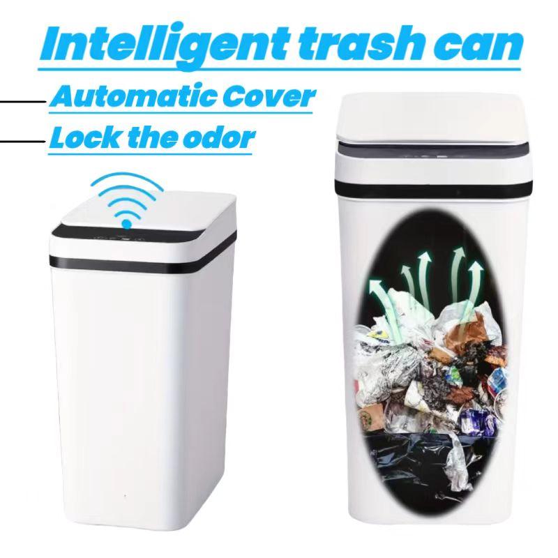 3.17 Gallon Automatic Non-Contact Trash Can, Small Motion Sensor Smart Trash Can for Bathroom Slim Waterproof Trash Can