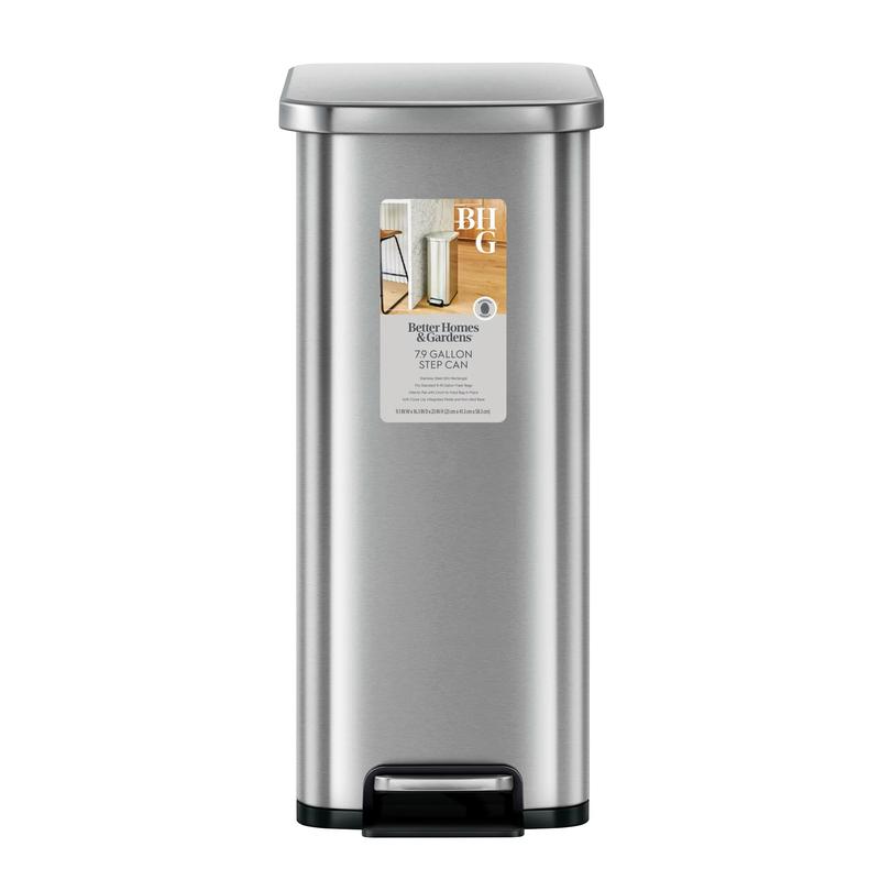 7.9 Gallon Slim Kitchen Step Trash Can, Stainless Steel Step Trash Can