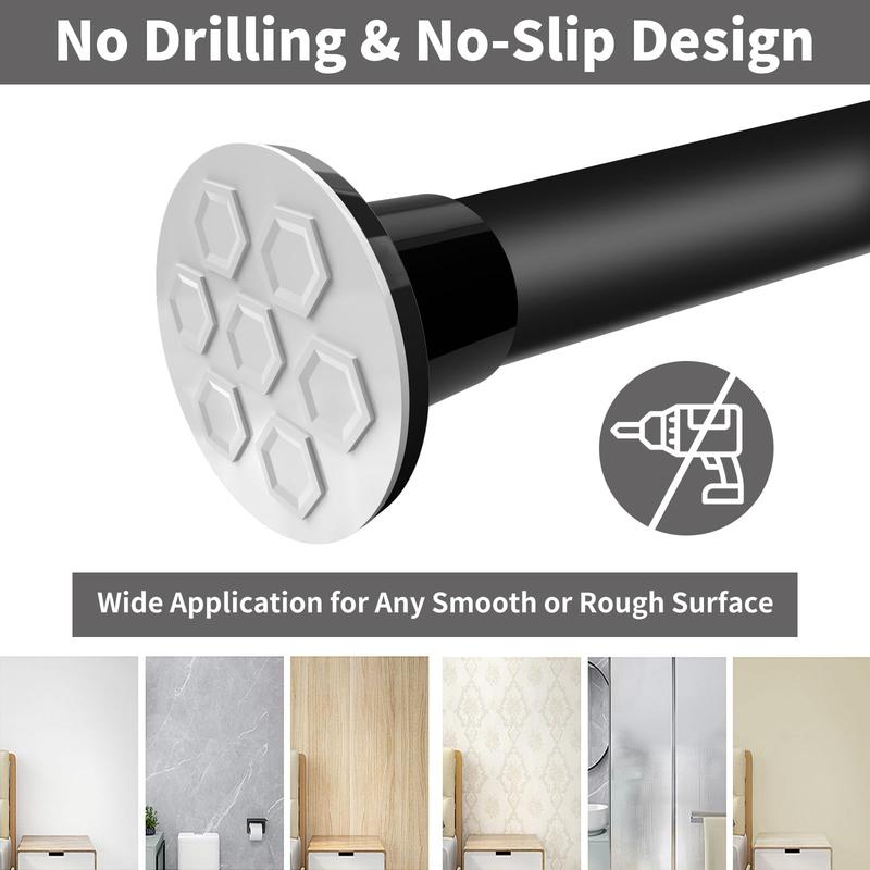 Room Divider Tension Curtain Rod 43-102 Inch No Drilling Shower Rods Adjustable Non-Slip Telescoping Curtain Rods Black 1 PACK