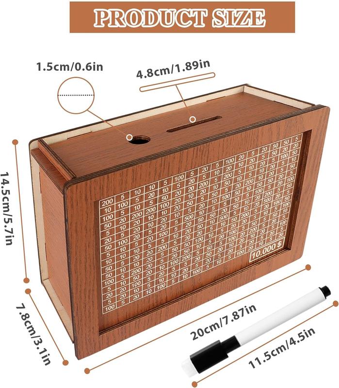 Cash Vault Wooden Savings Box 10000,Wooden Money Box Money Bank,Money Saving Box,Wooden Savings Box with Money Target & Numbers,Money Box for Cash Saving,Best for Friends (10000 Dollar)