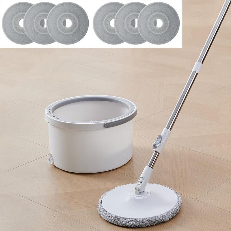 Spin Mop & Bucket Set, 1 Set Household Adjustable Handheld Rotating Mop with 6 Counts Replacement Pads, Household Cleaning Tool for Home Dormitory Office Hotel School