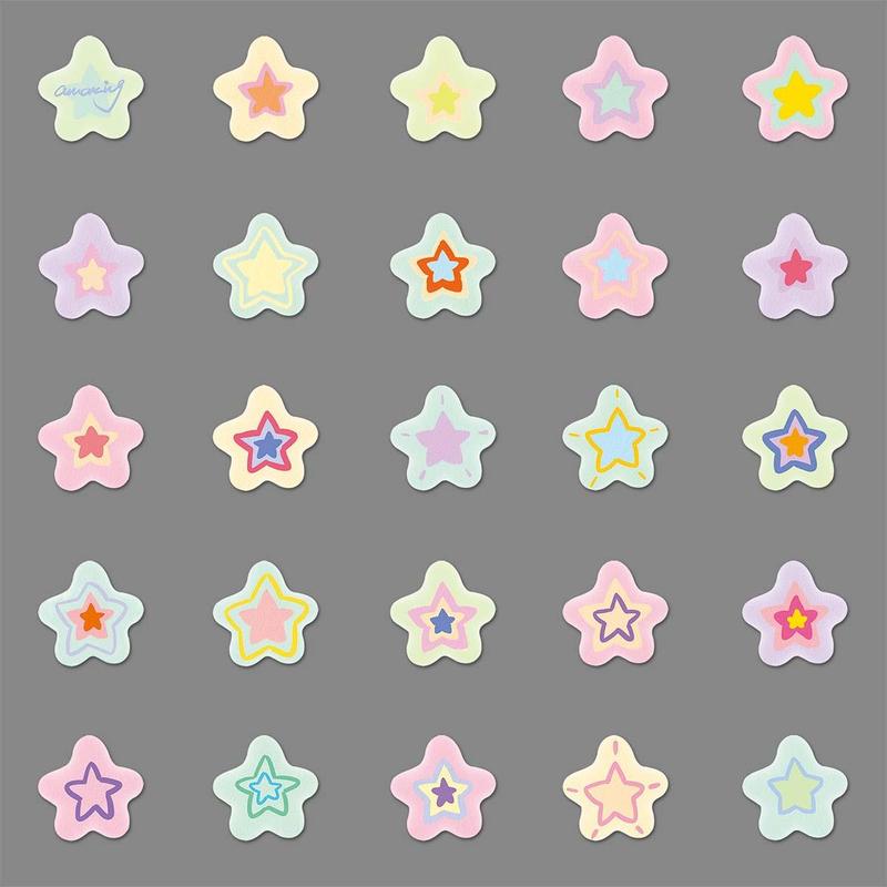 Glitter Star Pattern Stickers, 50pcs Cute Multi-purpose Stickers, Waterproof Self-adhesive Stickers For DIY Crafts & Journals