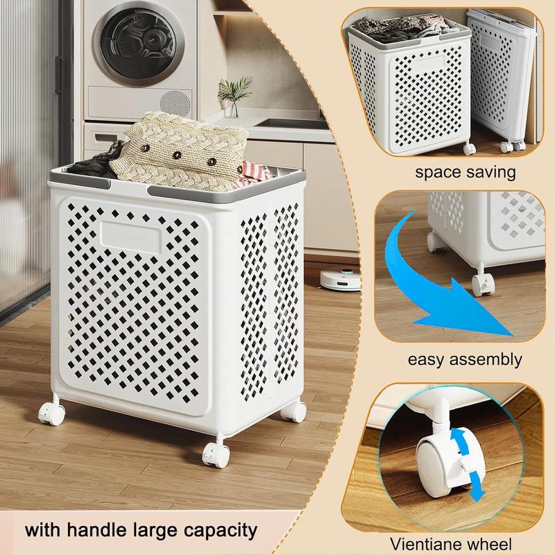 collapsible laundry baskets,laundry basket with wheels,foldable laundry basket,With wheels and handles, it is easy to move and can be folded to save space.