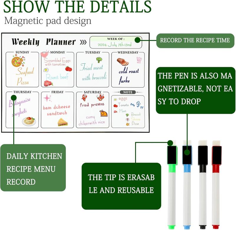 Meal Planner  Menu Board for Kitchen Fridge Planning Board Meal Planner for Fridge Weekly Meal Planner Dry Erase Calendar for Fridge  Calendar Fridge Calendar