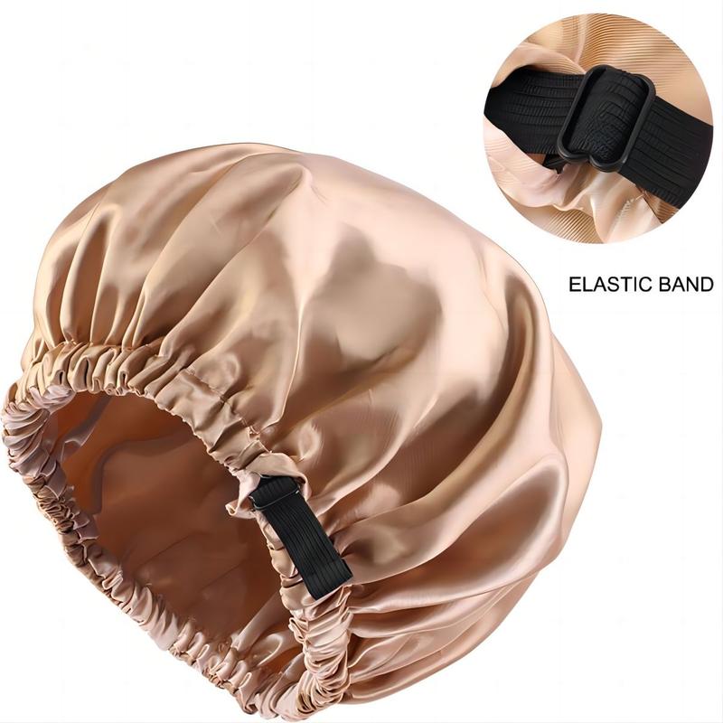 Silk Bonnet for Sleeping-Double Layer Satin Straps lined Hair Bonnets for Sleeping reversible hair sleeping bonnet for Woman Natural curiy Hair Outside silk